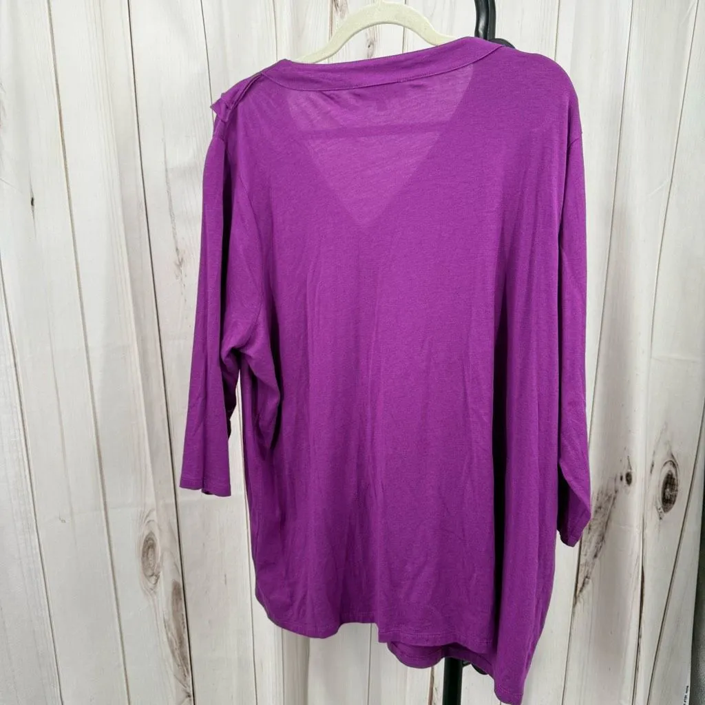 Jones New York Women’s 3X Purple Flounce Ruffle Top Blouse Stretchy - Image 5