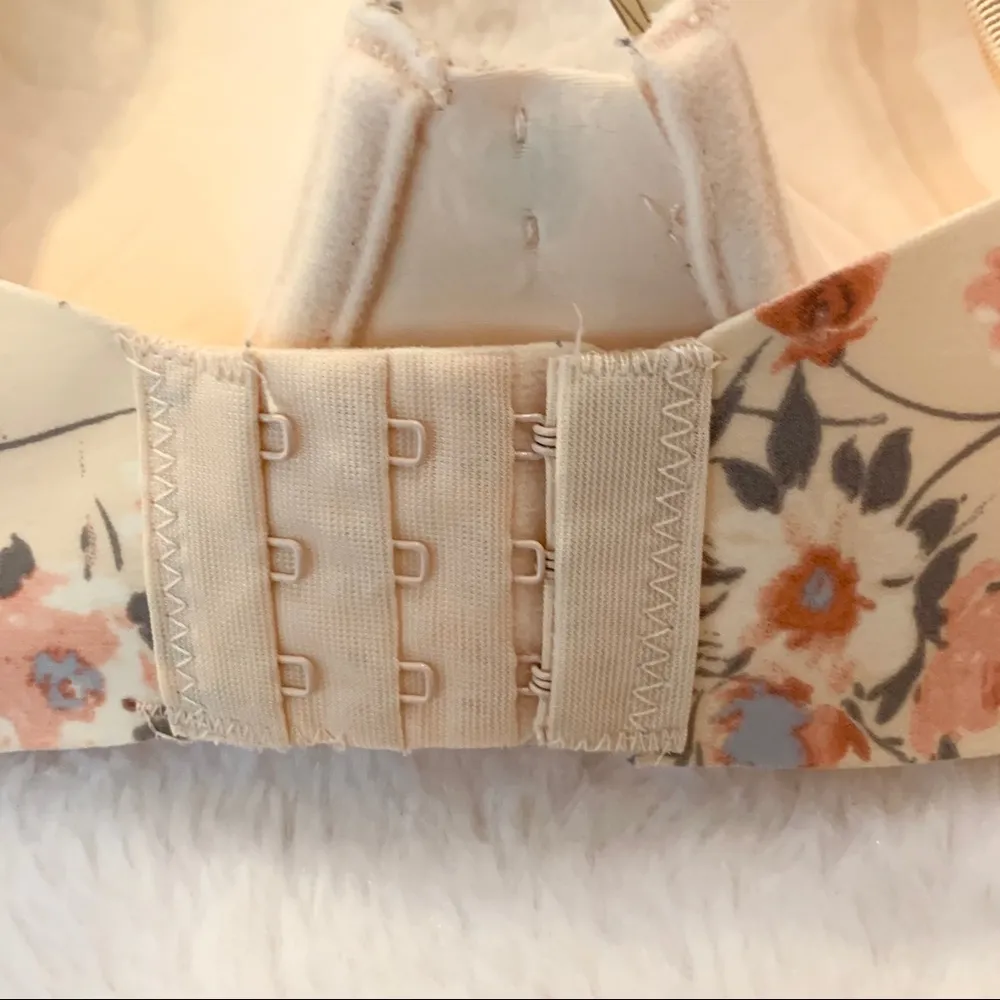 Lucky Brand Neutral Cream Spring Floral Underwire Bra Size 36C - Image 7