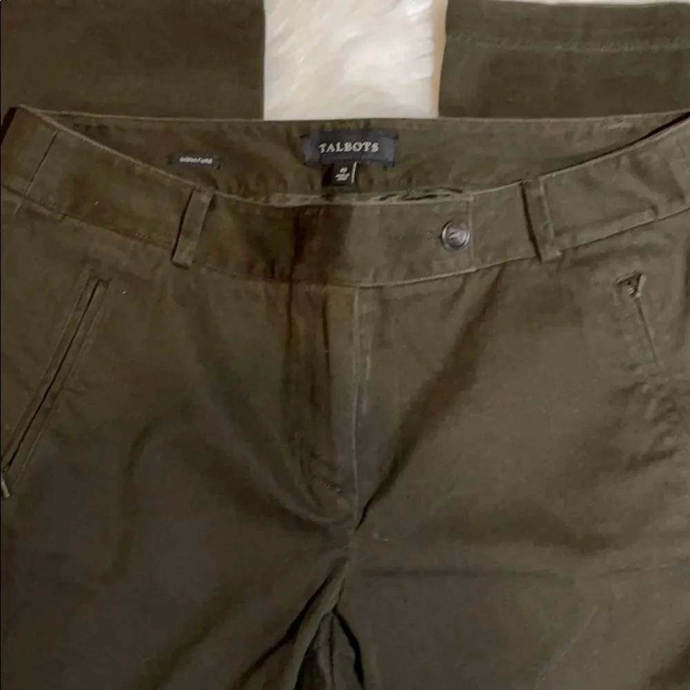 Talbots Cotton Flat Front Pants Slacks Trousers Zippered Pockets Size 10 - Image 9