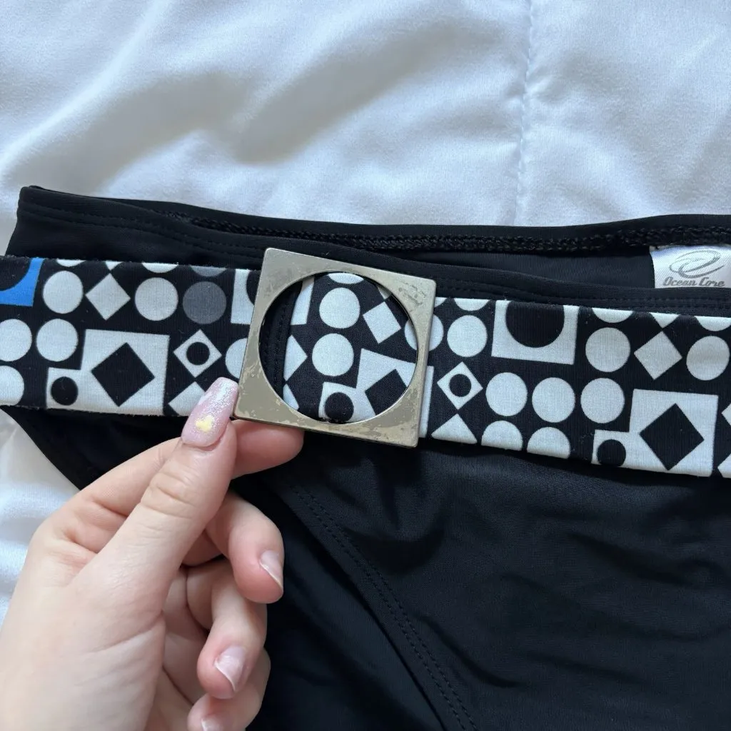 Vintage 90s Y2K Womens Size XL Black Swimsuit Bikini Bottom Beach Summer Funky - Image 2