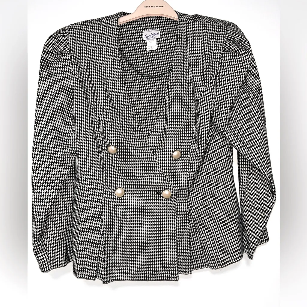 Good times vintage checkered blazer size 12P White - Image 2