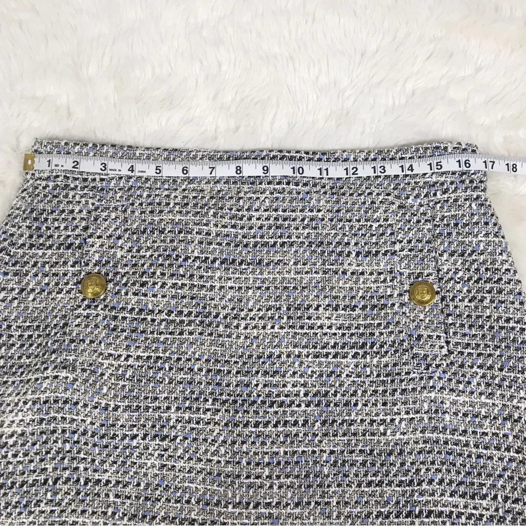 New J CREW Speckled Tweed‎ A-Line Midi Pencil Skirt Neutral Cream Gray Size 12 - Image 11