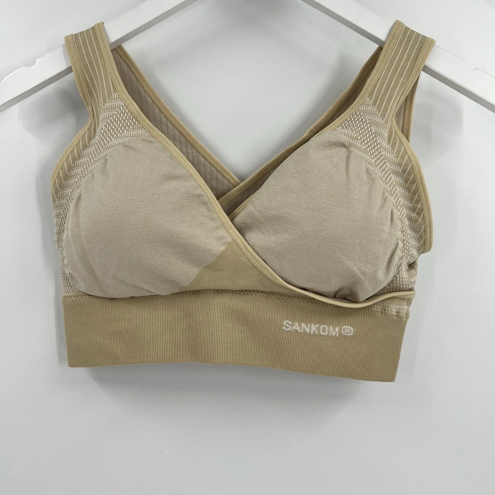 Sankom Patent Bra Compression Shapewear Posture Correcting Beige Tan Size M - Image 2