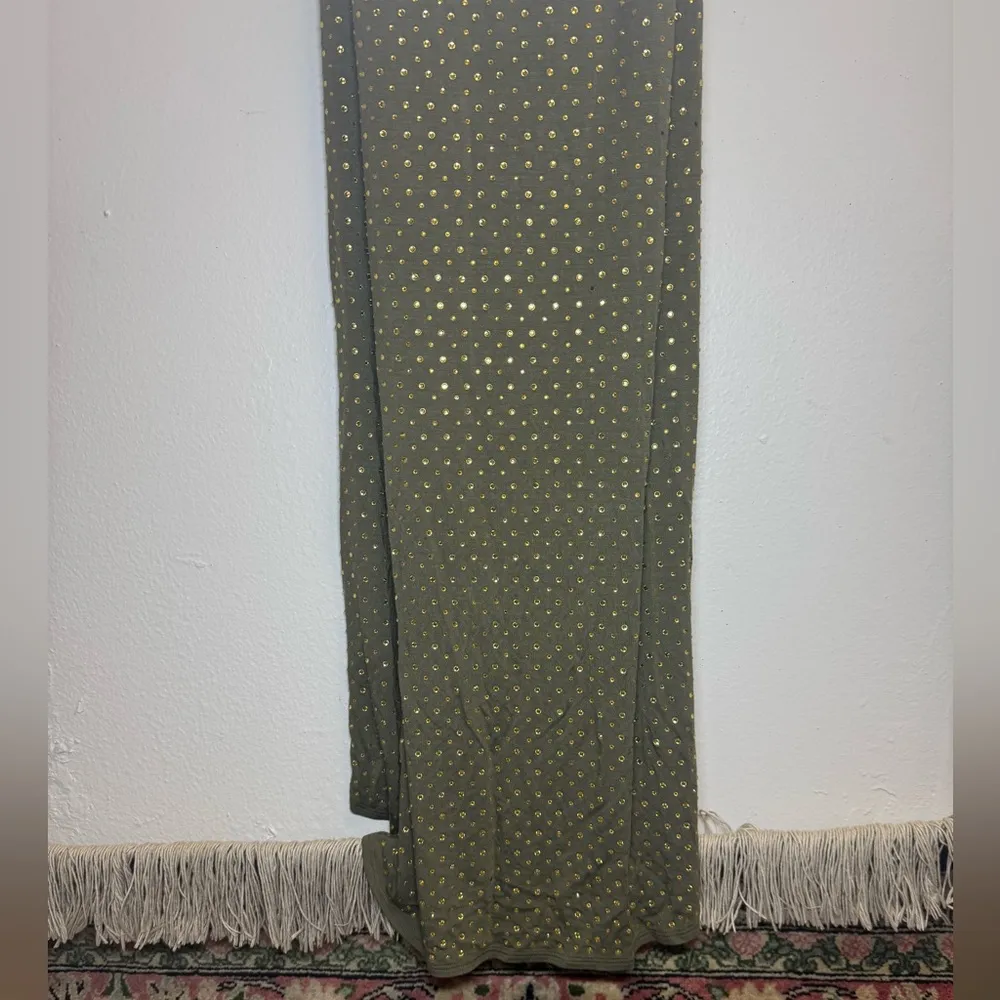 NWT HAUTE HIPPIE halter top maxi dress high low green gold medium ORIG. $395 - Image 10