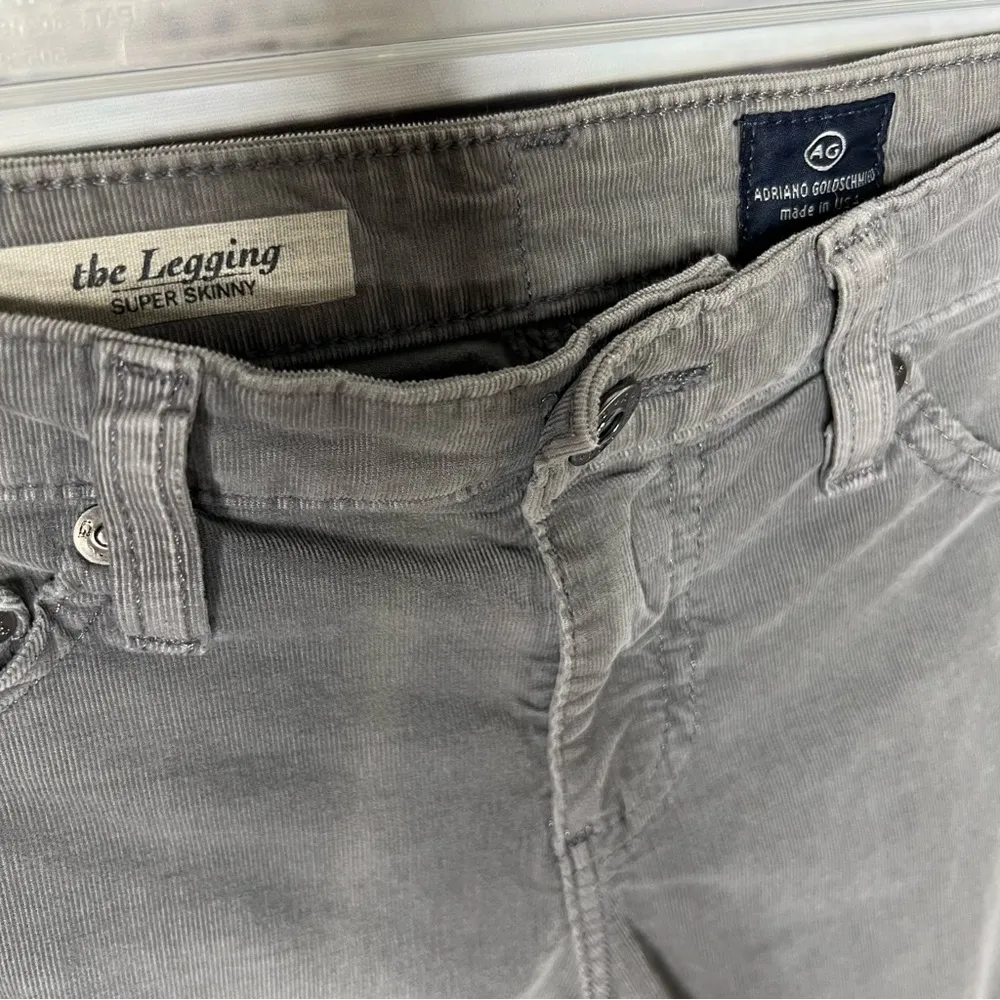 🌱AG Adriano Goldshmied the legging Grey Corduroy Skinny Jeans Size 25R - Image 3