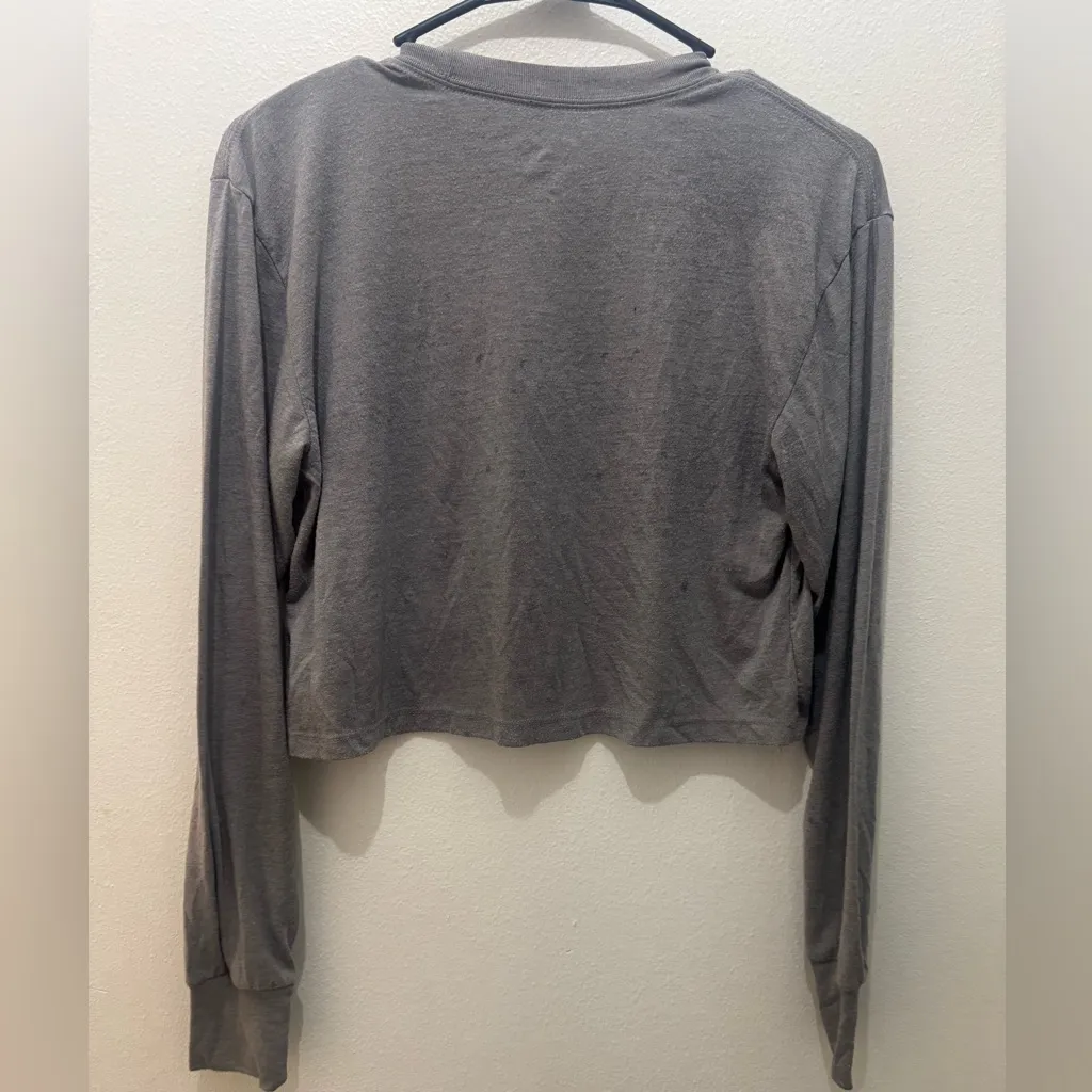 True Religion Silver Graphic Gray Crop Top - Image 6