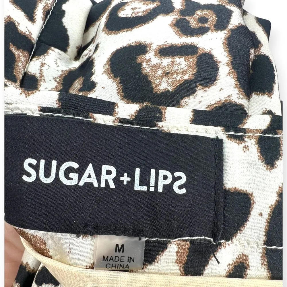 Sugar + Lips | M | Satin Midi A Line Skirt Leopard Print Animal - Image 5