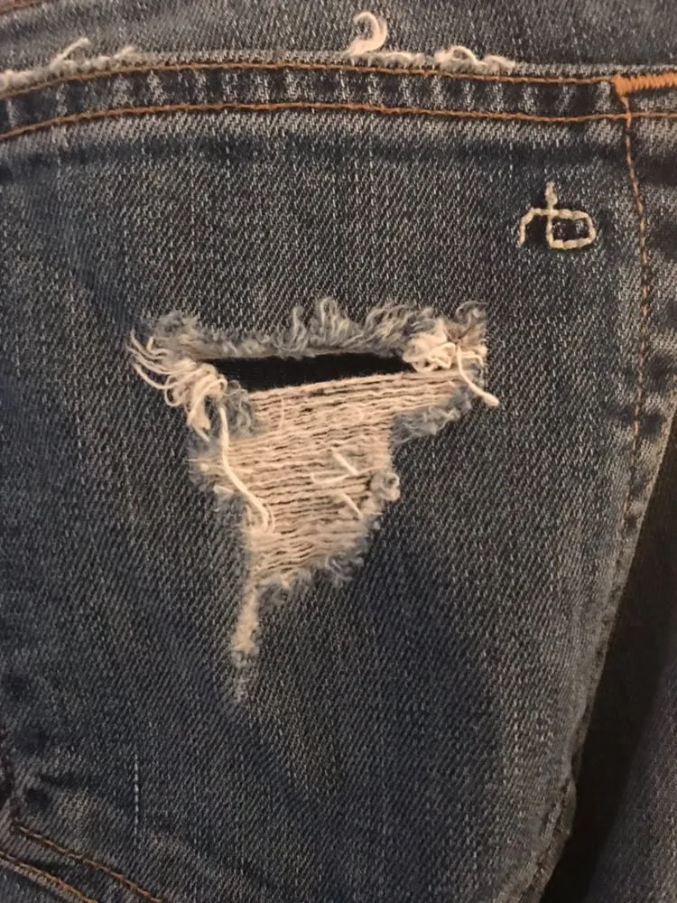 Women's Distressed Blue Jeans - Image 8