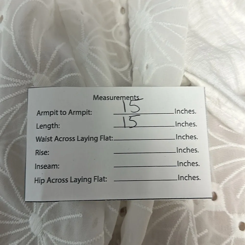 LuLu's Eagerly Anticipate White Embroidered Long Sleeves Floral Crop Top Sz SX - Image 12