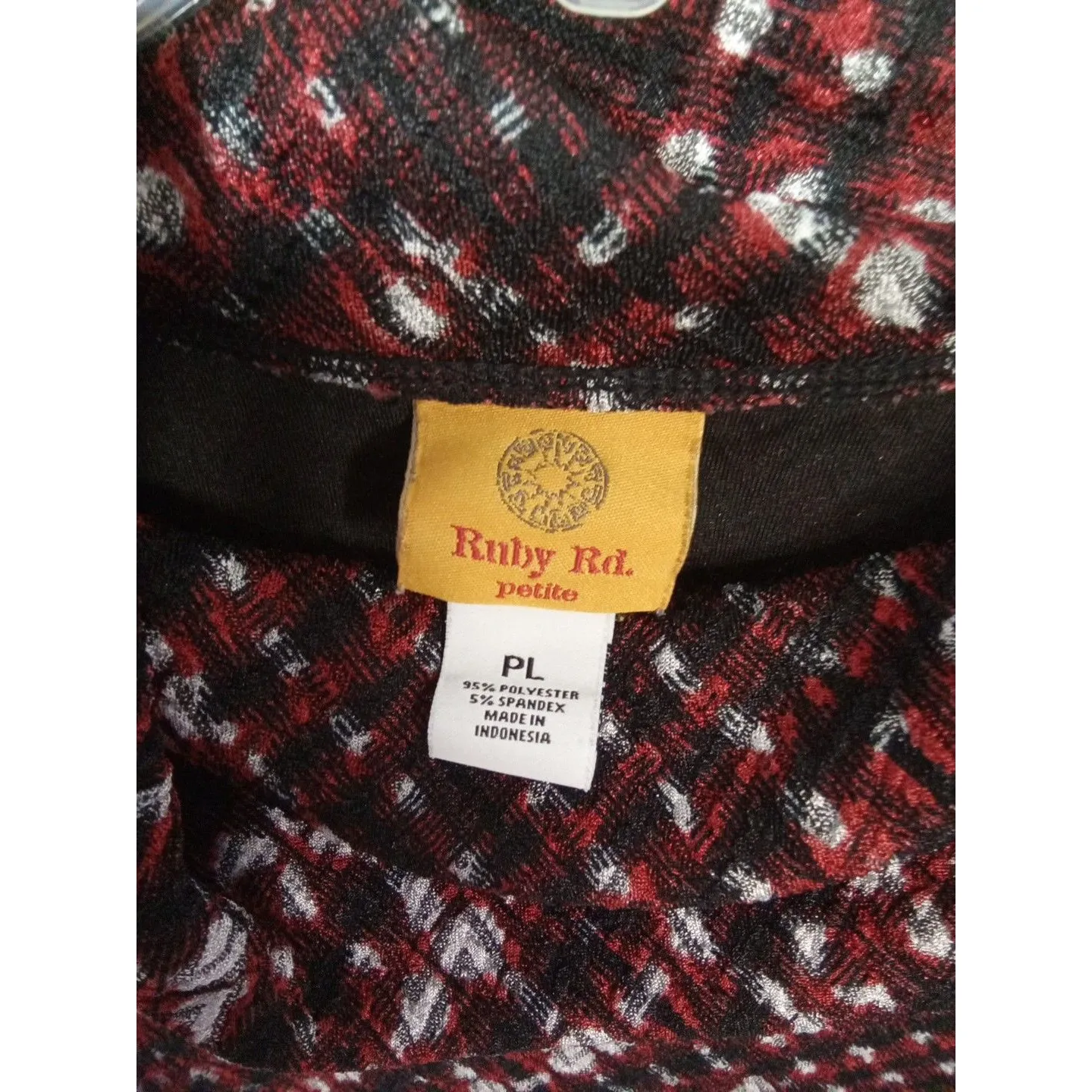 Ruby Rd Women Petite Lg Black Red White  Cowl Neck Pullover Flowing‎ Blouse - Image 8