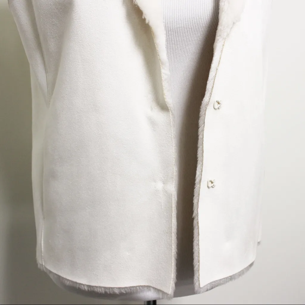 Ralph Lauren Ivory Faux Suede Faux Fur Vest Small - Image 2