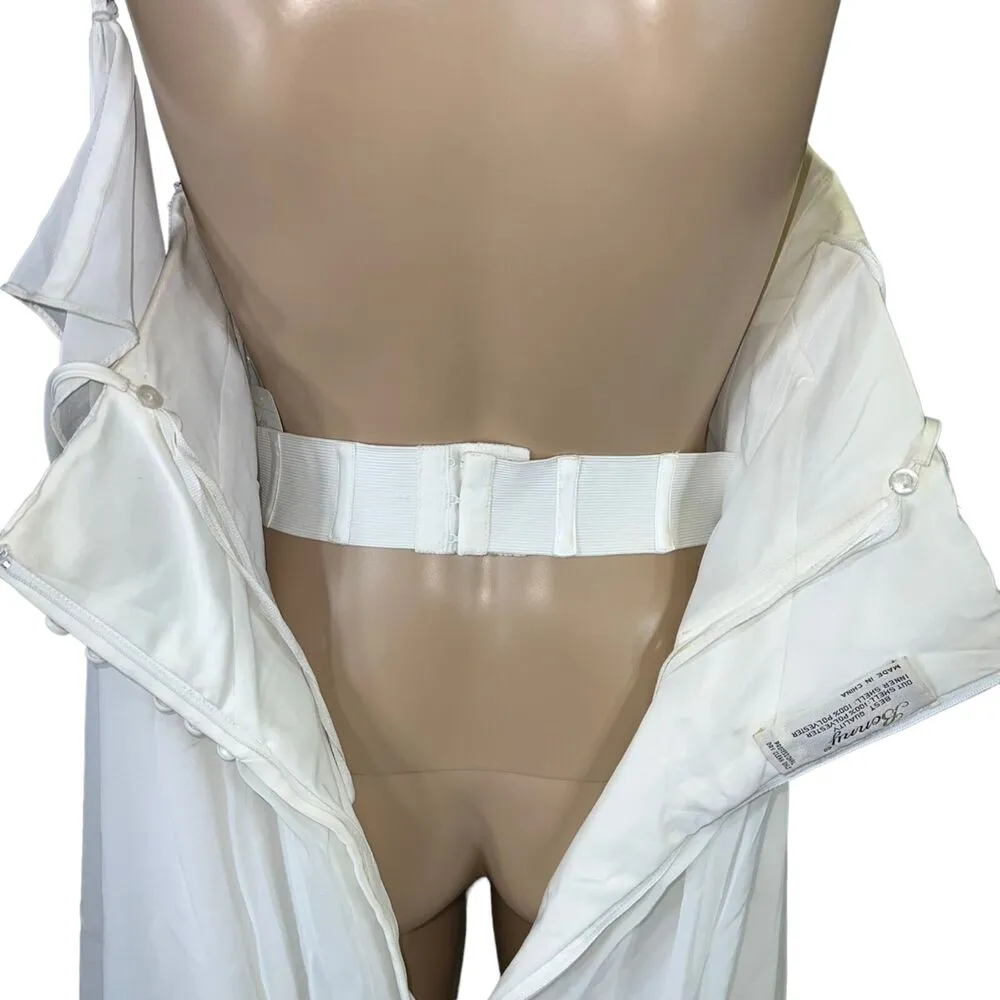 Bonny Womens Wedding Gown Dress Sheer Layered Sleeveless Beaded White Size 8 - Image 15