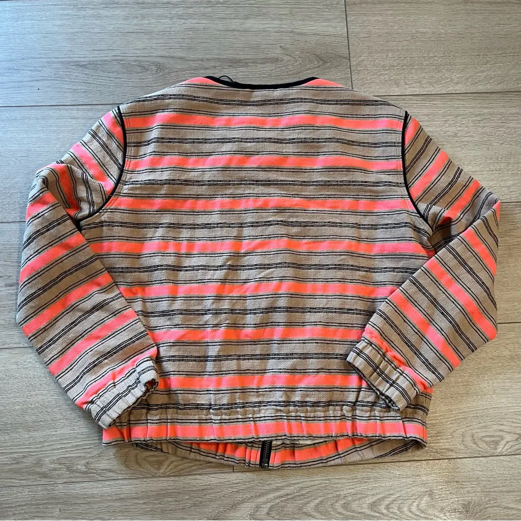 NEW Maison Scotch & Soda Nomade Cotton Striped Bomber Jacket Size 3 (8-10) - Image 5