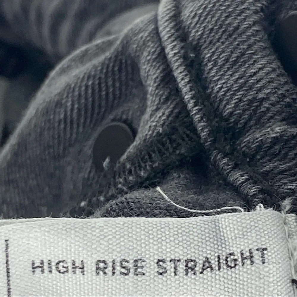 PACSUN Black Wash High Rise Straight Ripped Distressed Frayed Hem Jeans, Size 24 - Image 5