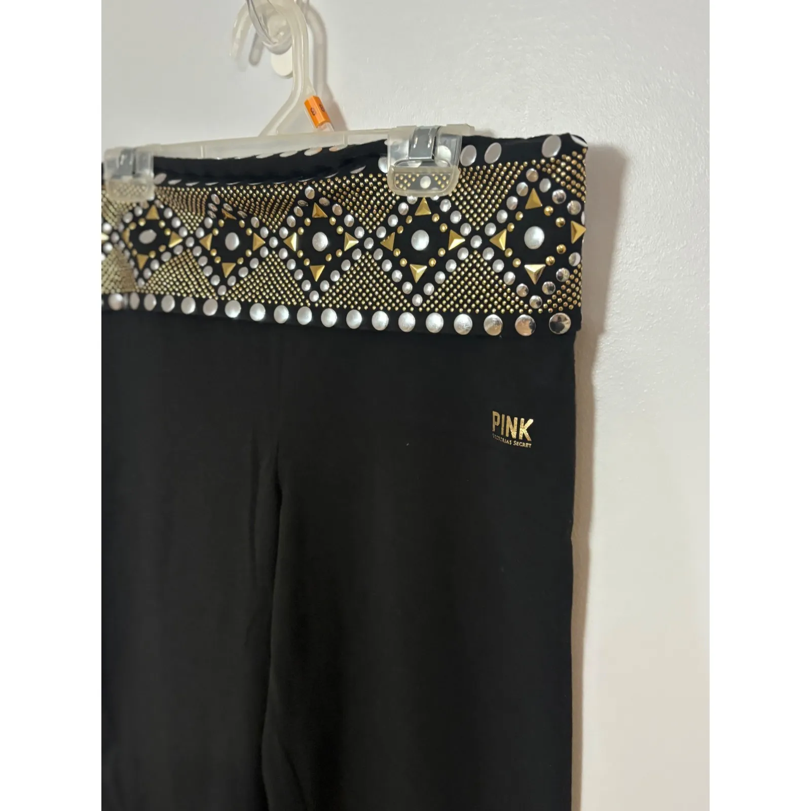 Victoria's Secret‎ Pink Yoga Pants Black Embellished Waist Bootcut Size M Y2K Size M - Image 5