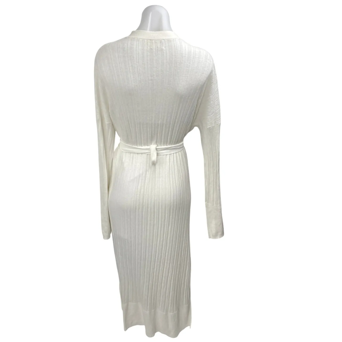 Charli Women's White Linen Rib Knit Long Sleeve Belted Pocket Maxi Robe Size M Size M - Image 2