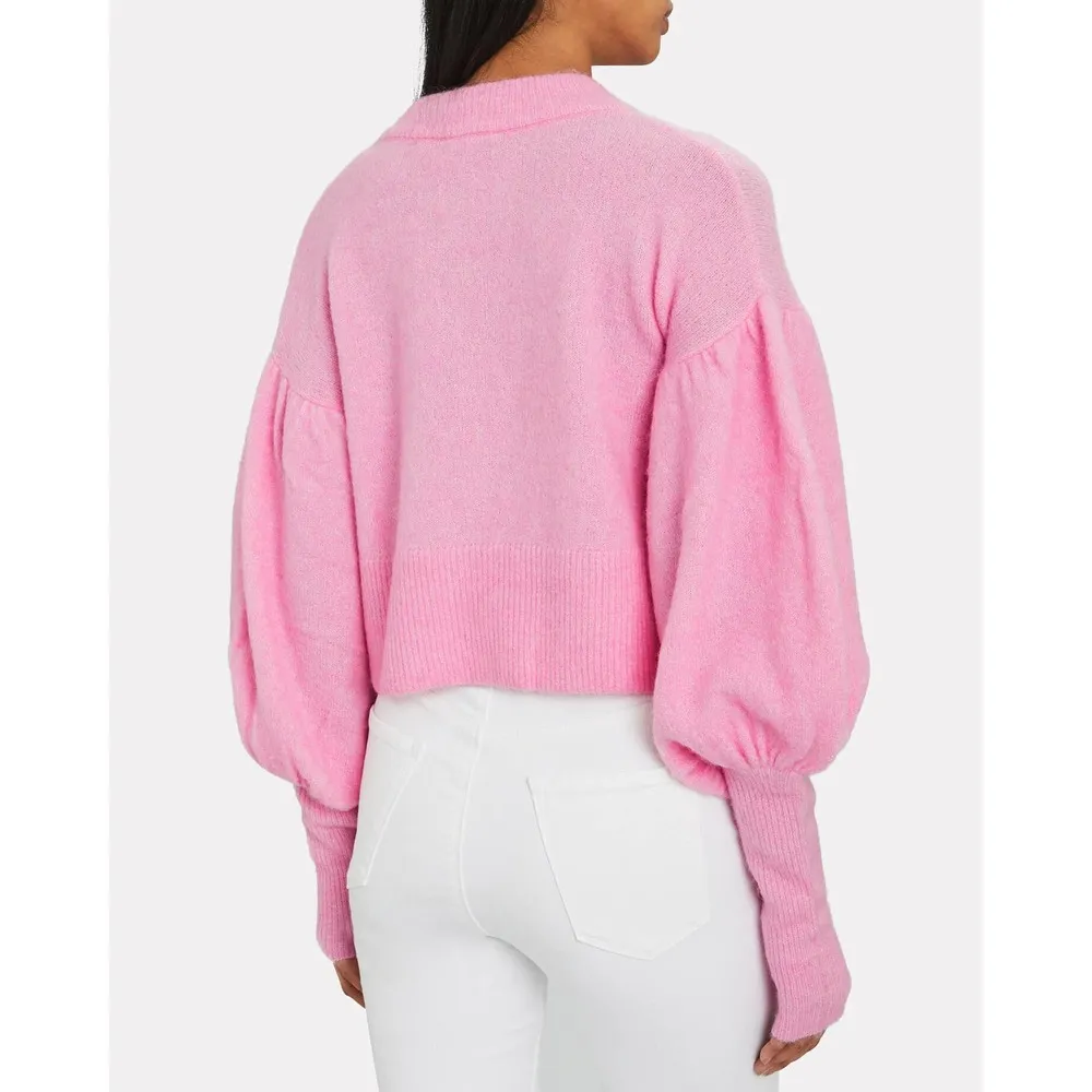 Baum Und Pferdgarten Pink Alpaca Wool Blend Coline Cropped Puff Sleeve Sweater Size XS - Image 40