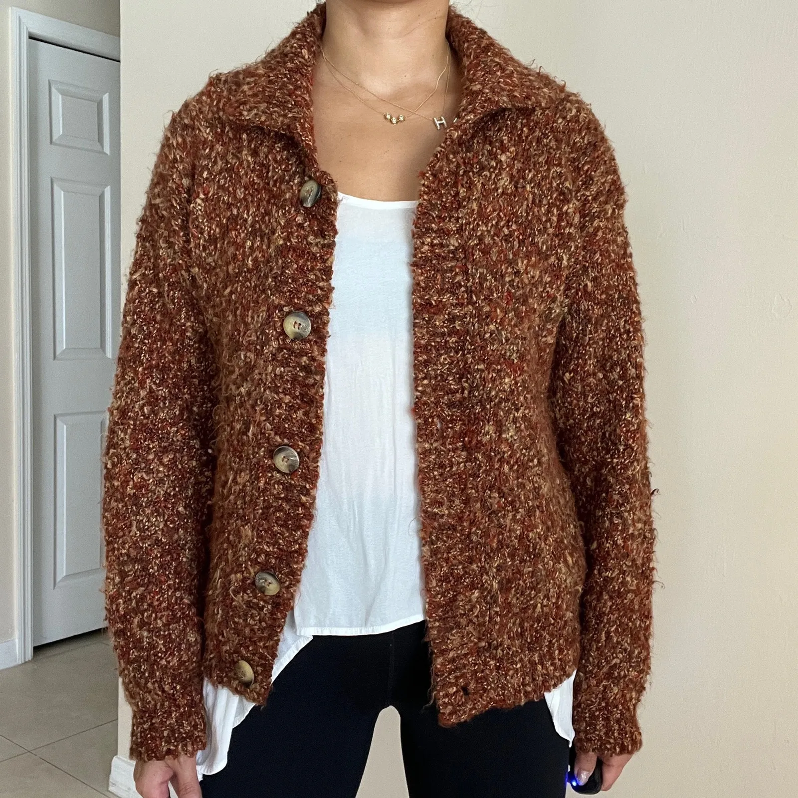 Vintage Gantos Knit Cardigan Sweater USA Made Size S Brown - Image 6