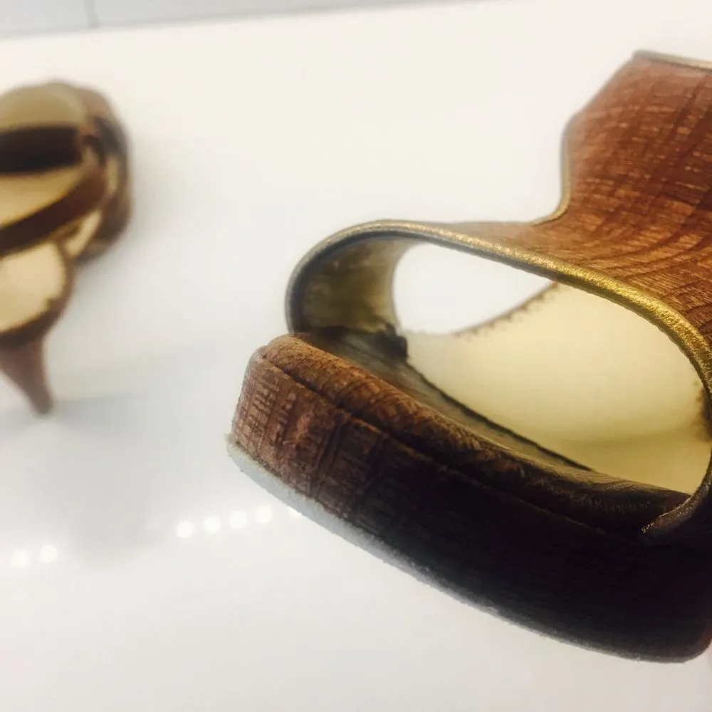 Oscar de la Renta Brown Leather Slingback Heels Size 6.5 (EU 37) - Image 6