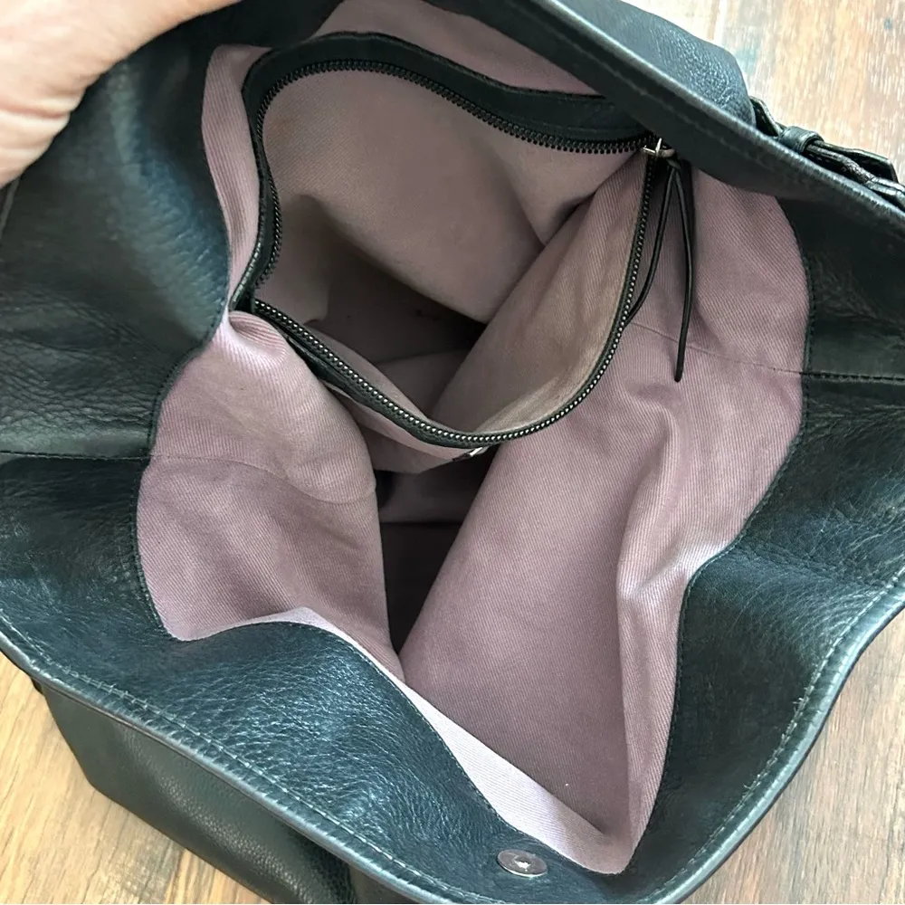 BALLY black leather hobo / bucket bag with tassel accent, made in Italy - Image 7