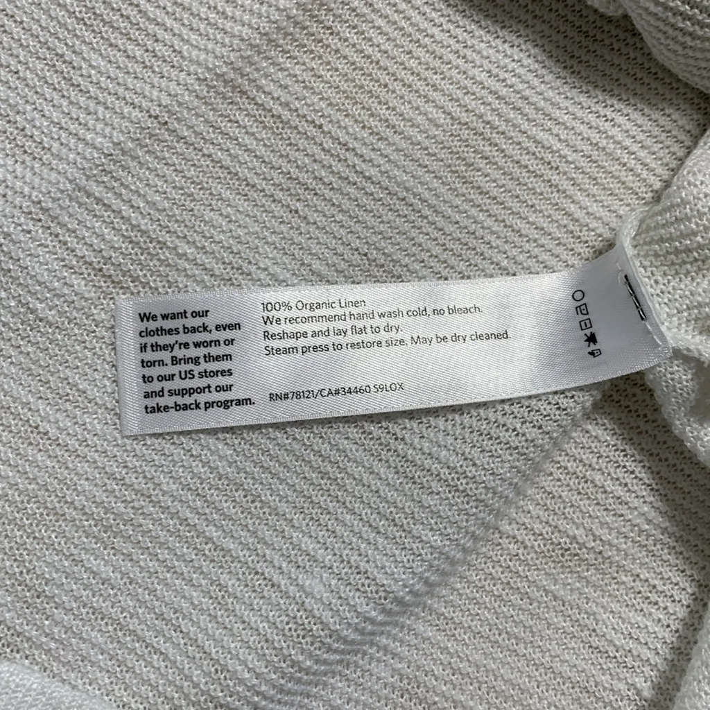 Eileen Fisher White Organic‎ Linen Hooded Wrap Cardigan Sweater Women's Size S - Image 9