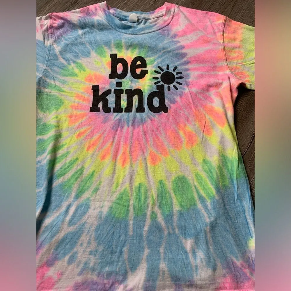 Be Kind Sunshine Tie Dye Groovy Hippie Retro Multi Color Graphic T - Image 2