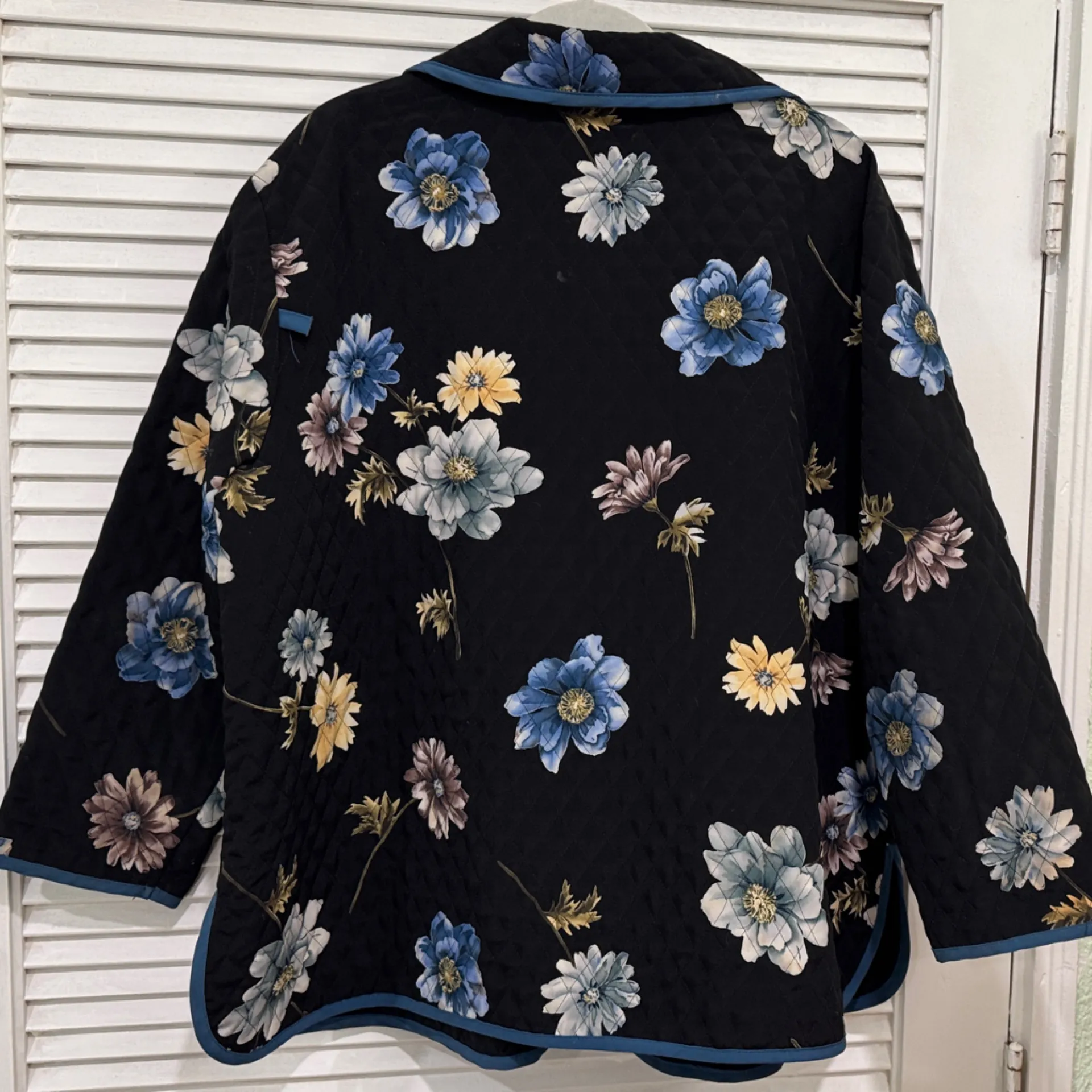 VINTAGE Noble Spirit Black Floral Quilted Jacket Made in USA Size 2X - Image 4