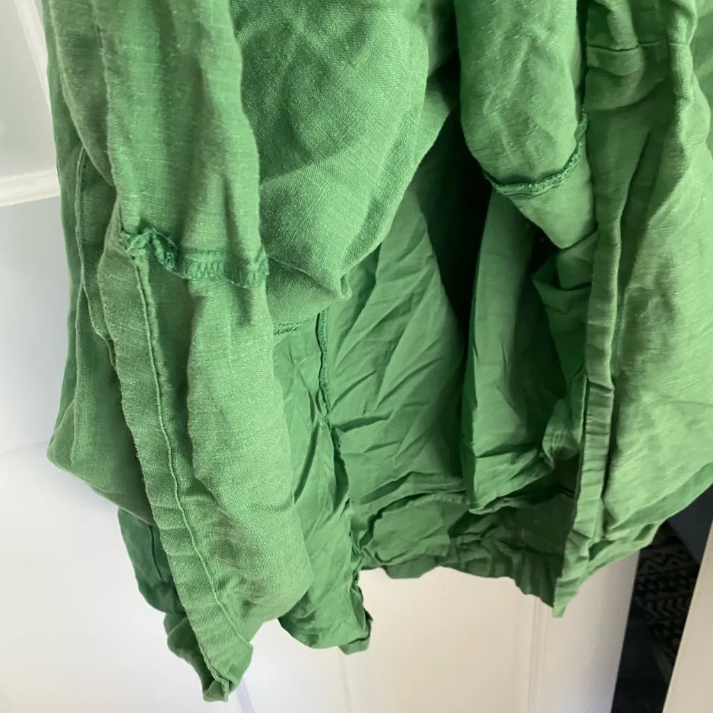 Assembly Label Linen Rounded Neckline Sleeveless A Line Green Midi Dress Size 10 - Image 6