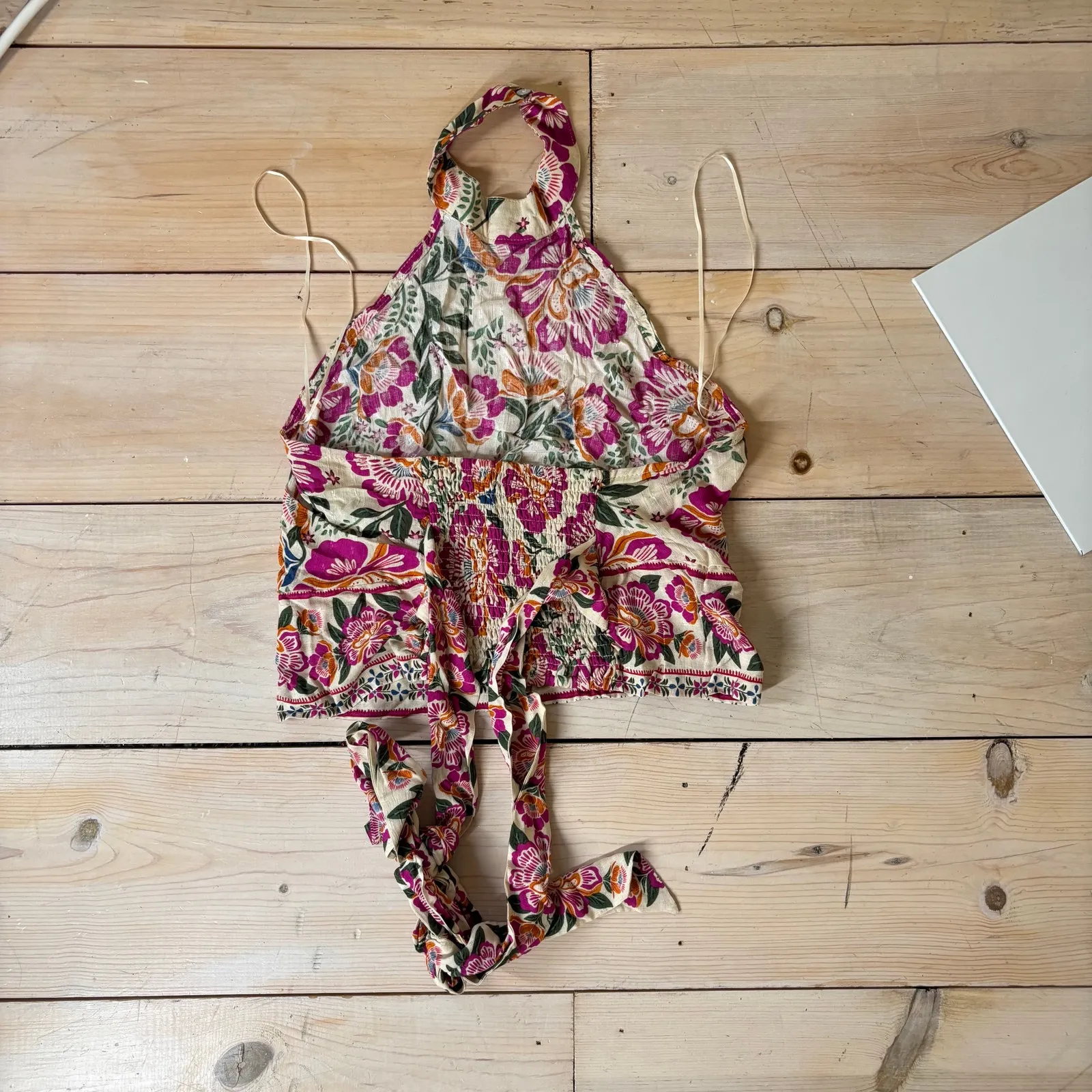 Nicole Miller Artelier NWOT Women's Boho Floral Halter Blouse Size XS Pink - Image 5