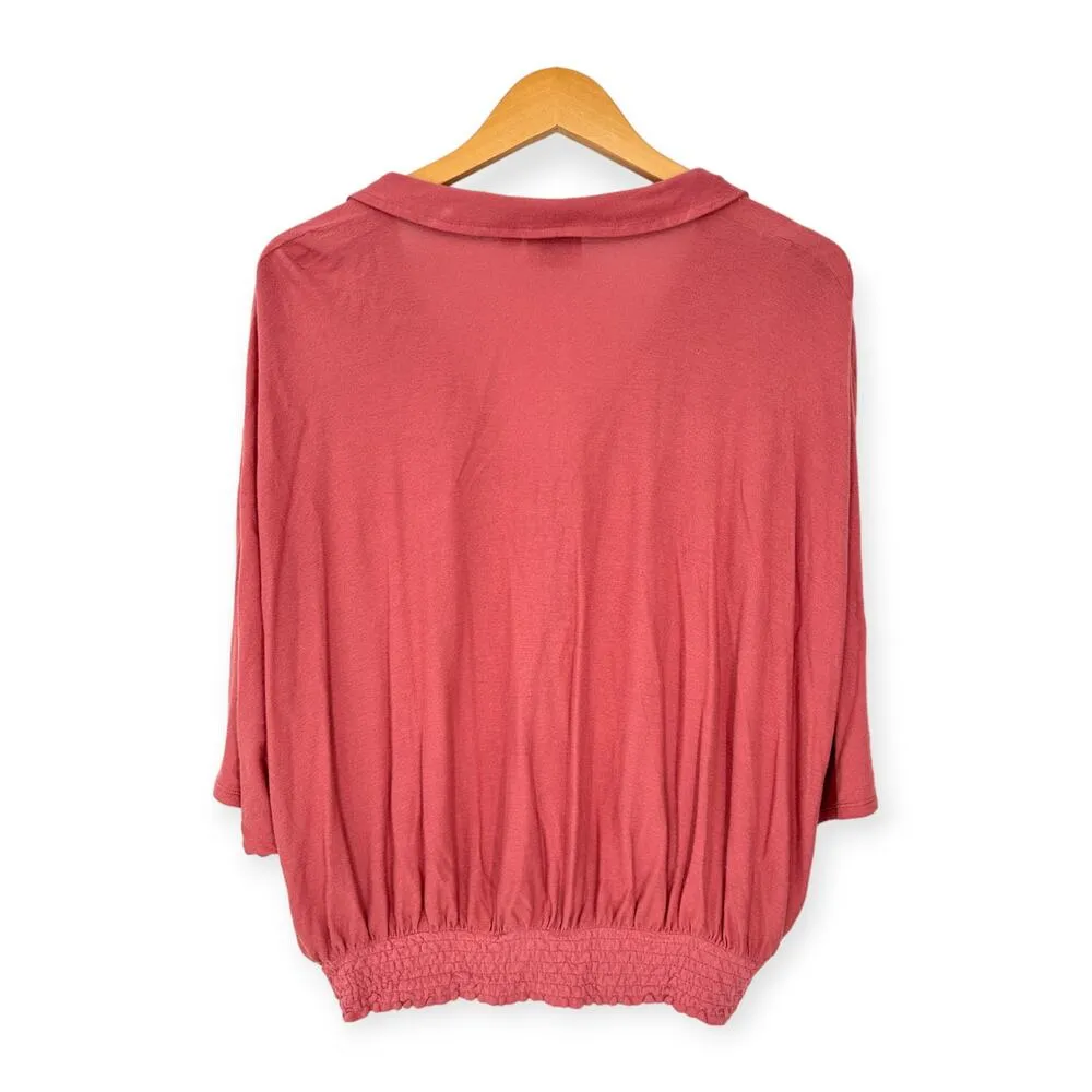 Anthropologie {Postmark} | S | Mauve Pink Draped Front Dolman Faux-Wrap Blouse - Image 6