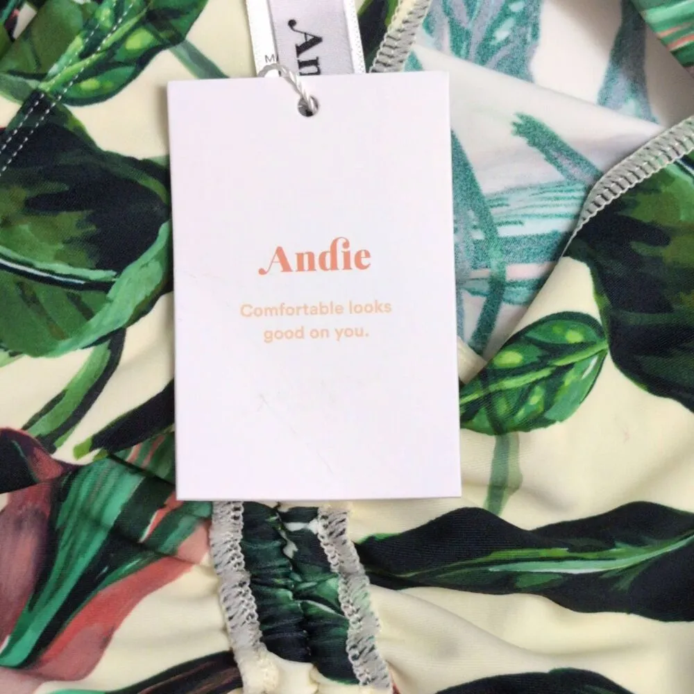 NWT Andie Waikiki Dress Ivory Palm Tropical Print Sleeveless Halter Size S - Image 7