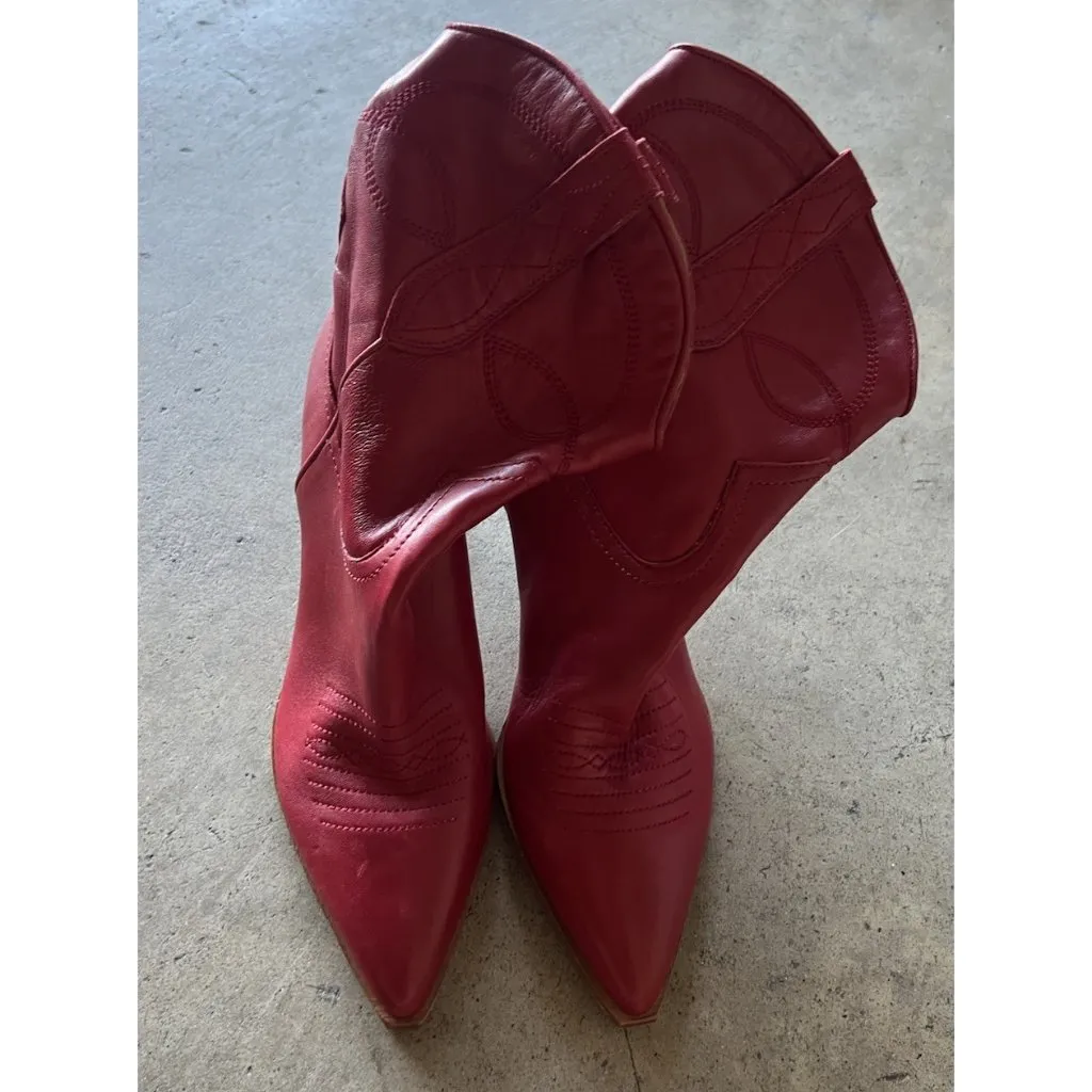 Dolce Vita Women's Size 8.5 Angel Western Cowboy Boots Booties Love Bright Red - Image 2