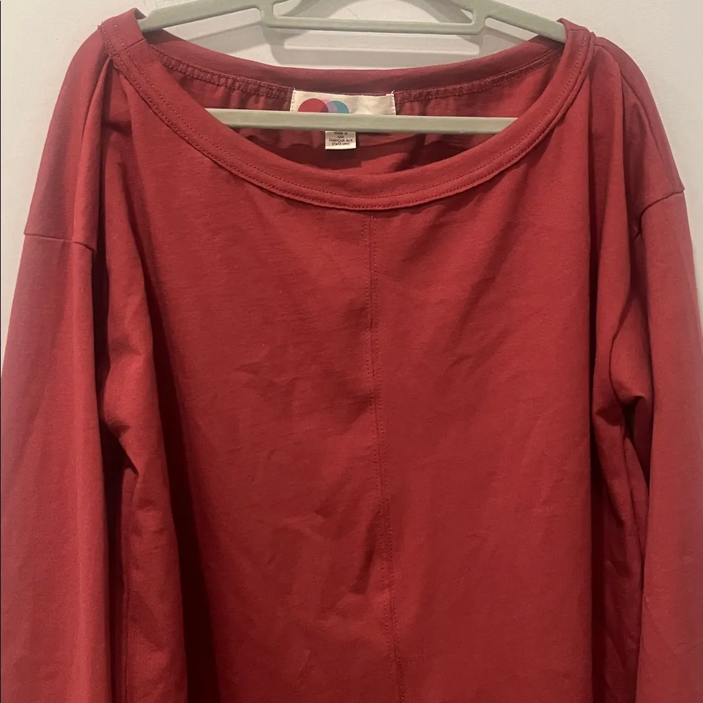 FREE PEOPLE FP Beach Pullover Long Sleeve Rust Oversized Top size small NWOT - Image 5