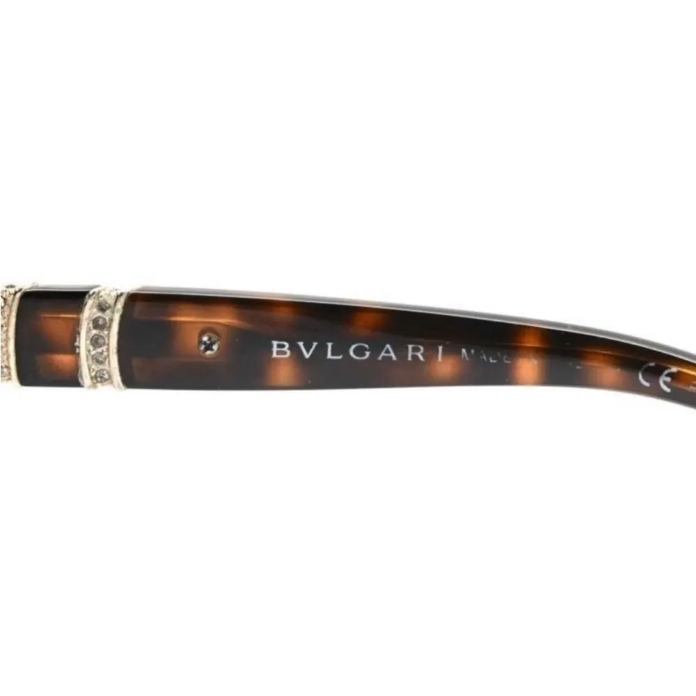 Bvlgari Crystal Embellished Cat Eye Tortoise Shell Sunglasses - Image 6
