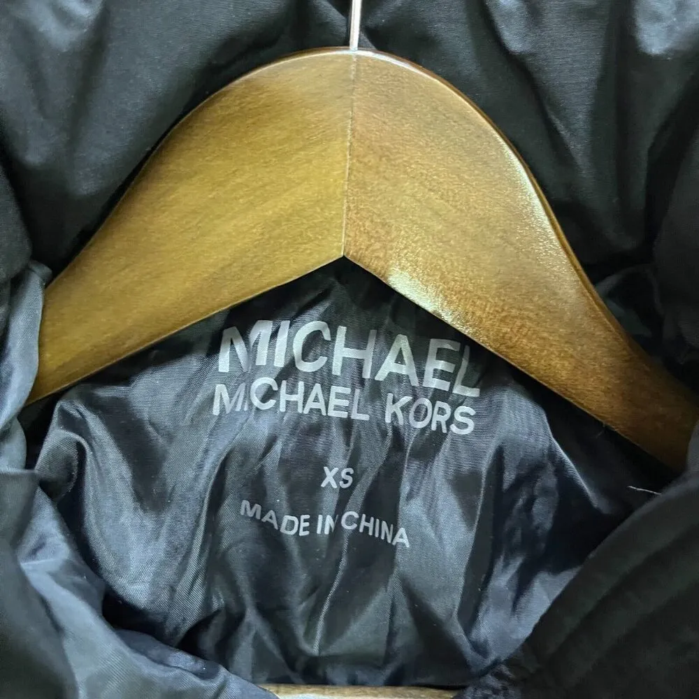 NWOT Michael Kors Quilted Women Long Puffer Coat w/ Fur Hoodie Black Size XS - Image 9