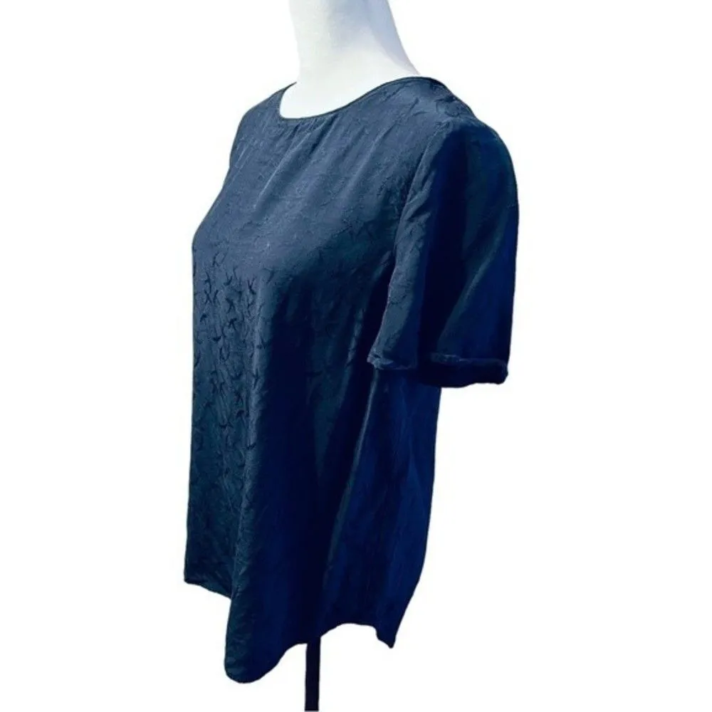 Ann Taylor Navy Blue Bird Design Pattern Print Shirt Sz M - Image 7
