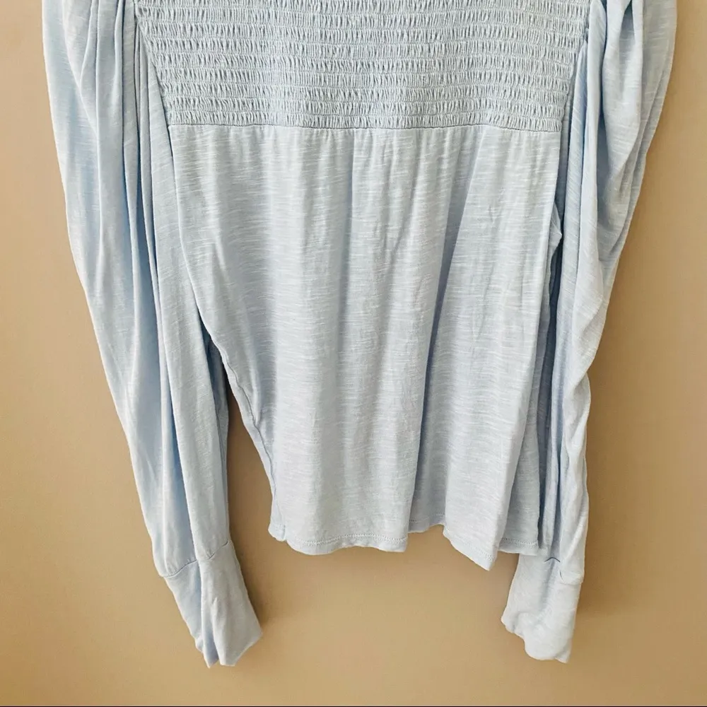 7 For All Mankind Puff Shoulder Blouse Blue Sz Medium - Image 7