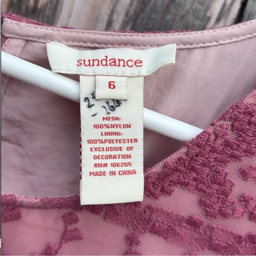EUC Sundance In A Heartbeat Embroidered
Mesh Sleeveless Dress Dusty Rose Size 6 - Image 2