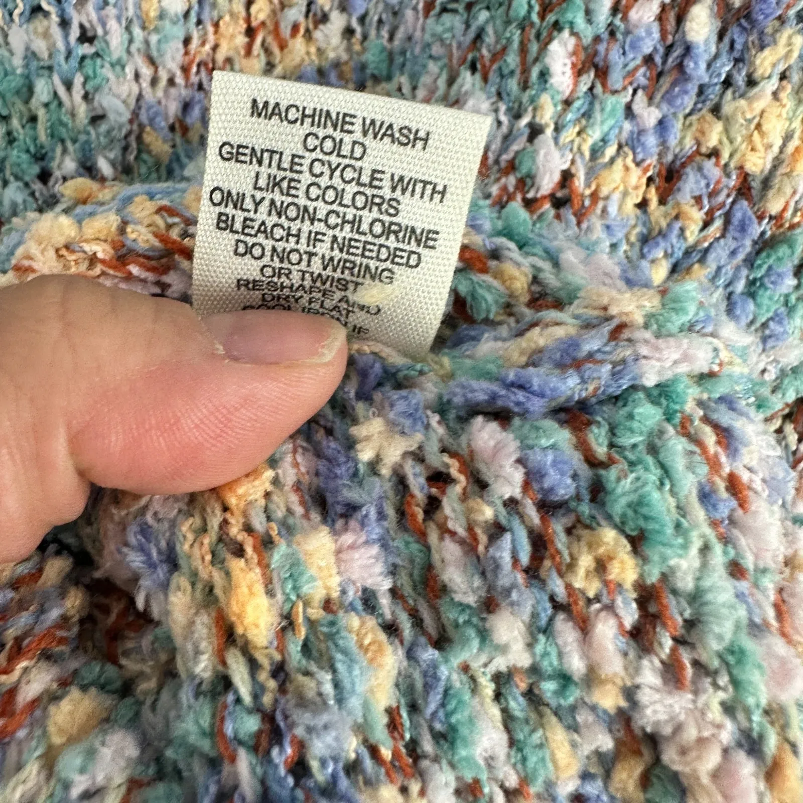 Jessica Simpson Sweater Womens‎ M Pastel Boucle Knit Cowl Neck Cottagecore Boho - Image 4