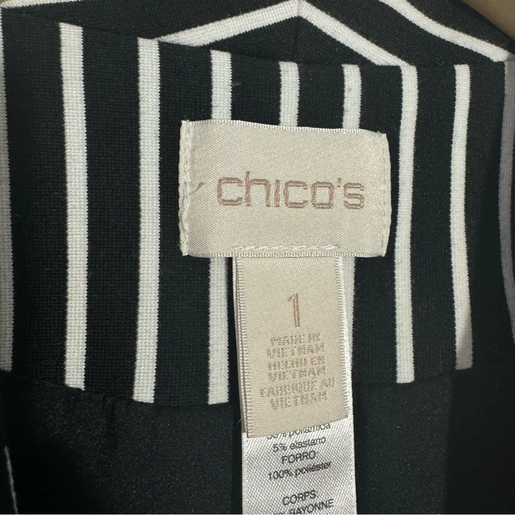 New Chico's Striped Knit Jacket Black & White Size Medium Chico's Size‎ 1 - Image 10