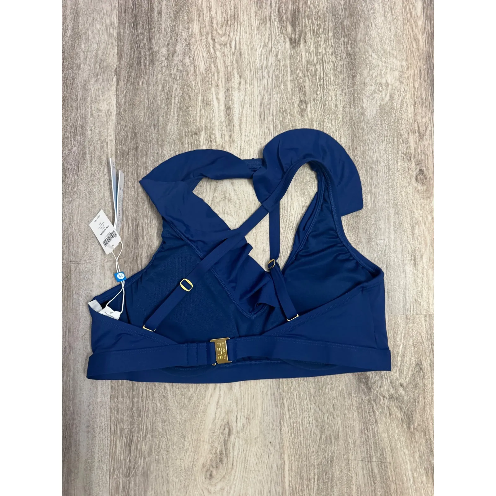 Soma Bleu Rod Beattie Navy Blue Ruffle V Neck Bikini Swim Top Size 38D - Image 3