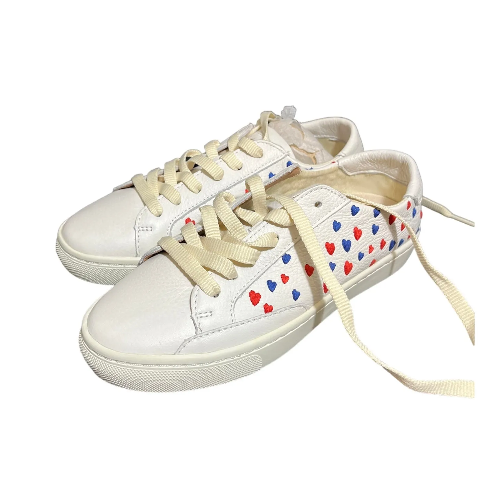 NEW Soludos Lace-Up‎ Ibiza Sneakers Queen of Hearts in White Sunrise Size 5.5 - Image 2