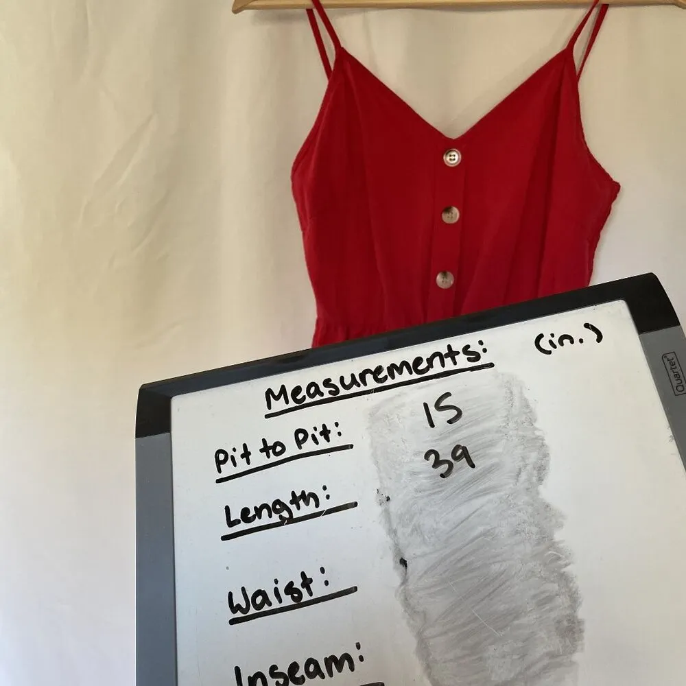 Red midi sundress summery spaghetti straps v - Image 5