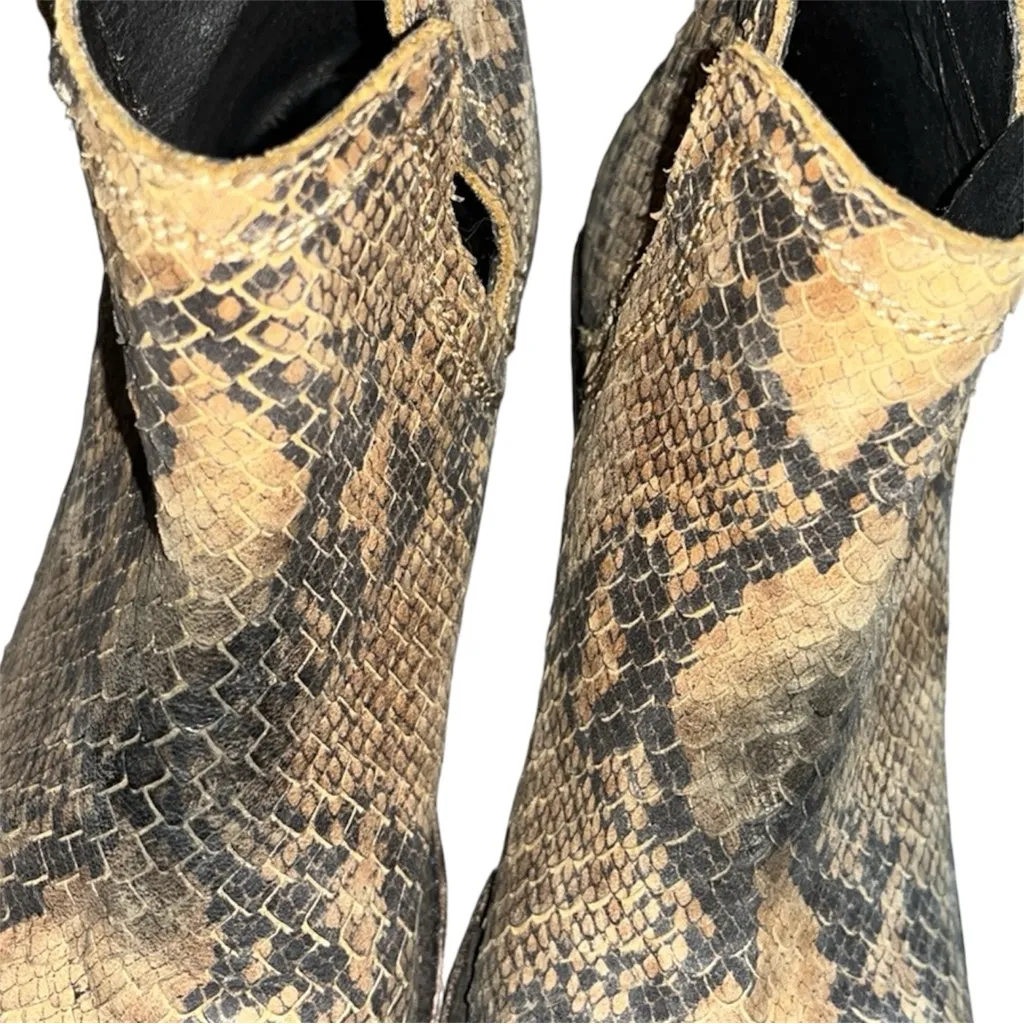 Snakeskin Ankle Boots 6.5 Liberty Black Brown - Image 9
