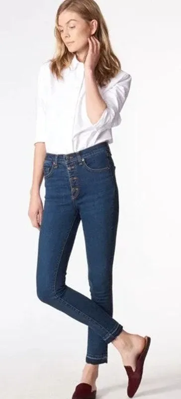 Veronica Beard Debbie Skinny Jeans Raw Hem Ankle Crop Vintage Women 30 - Image 1