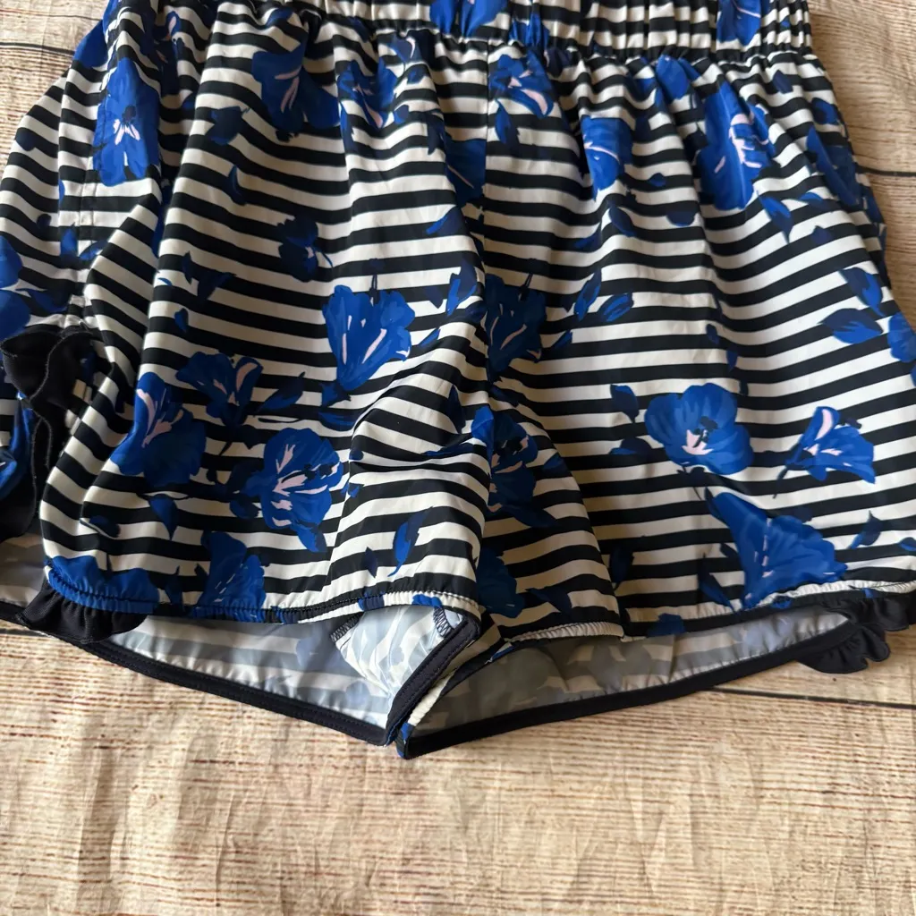 Kate Spade Cali Dreaming Hibiscus Blue Striped Athletic Swim Shorts Size Small - Image 5