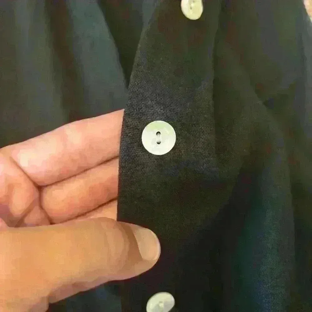 For Cynthia Womens Sz XS Black Linen Dress Button Front Pockets Asymmetrical Hem - Image 7