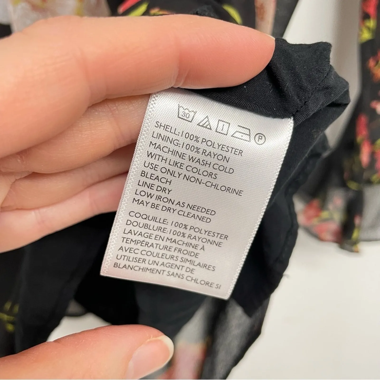 Kimchi Blue Urban Outfitters Black & Pink Floral Flared Cuff Mini Dress XS Boho - Image 5