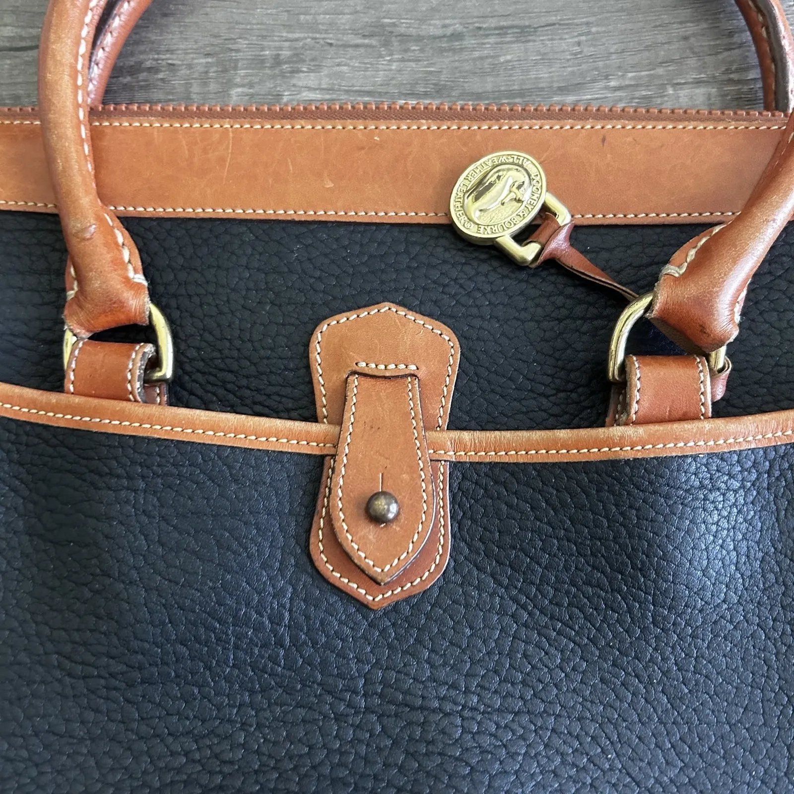 Vintage Dooney & Bourke Satchel Bag Womens All Weather Leather Purse Made in USA - Image 9
