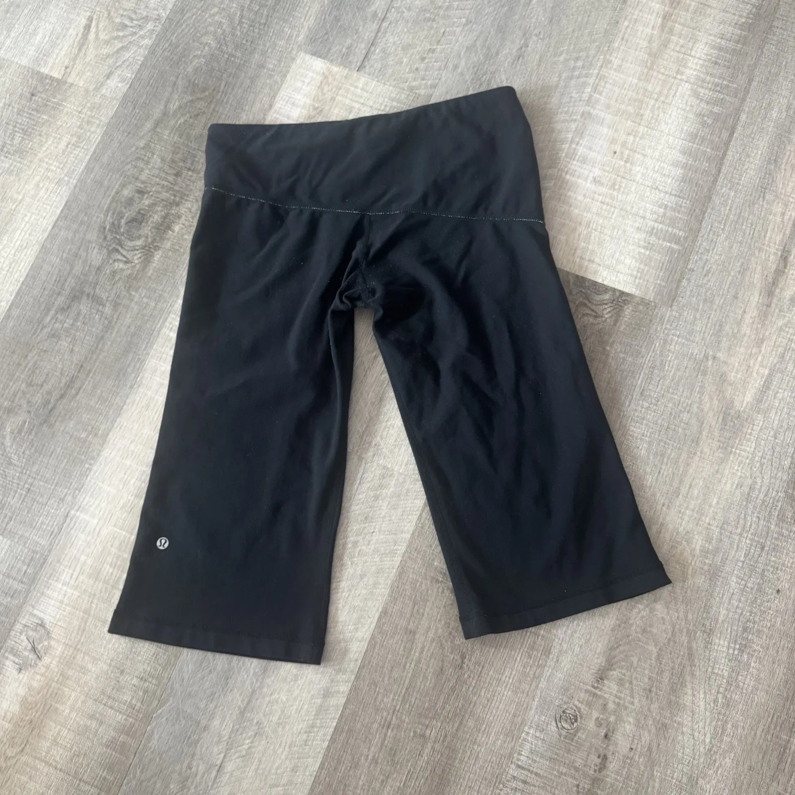 Lululemon Reversible Groove Crop Pants Sz S Black wBlue Waistband Rare Y2K Flare - Image 5